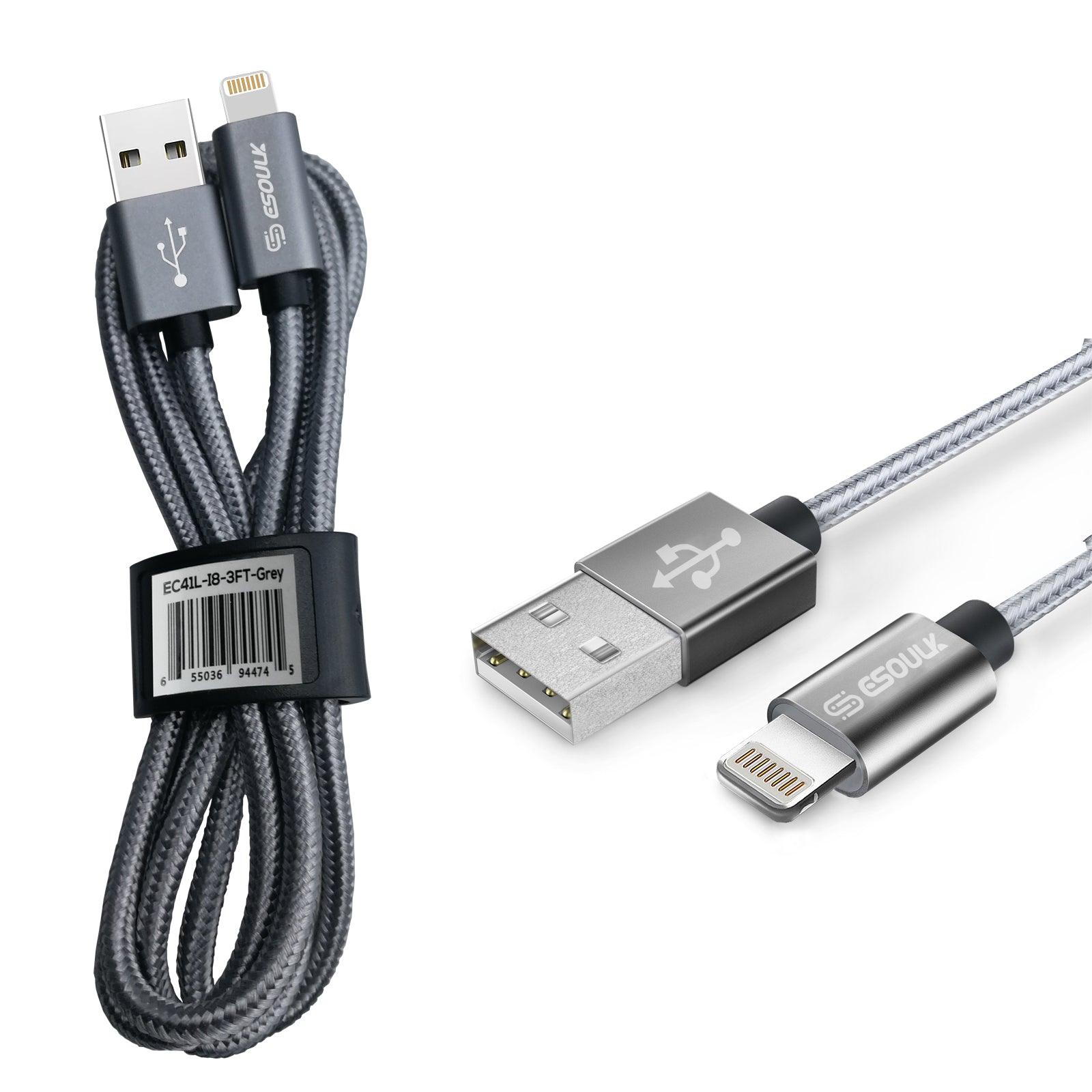 Esoulk Braided Lightning Cable for iPhone 3Ft Black - Best Cell Phone Parts Distributor in Canada, Parts Source Esoulk Braided Lightning Cable for iPhone 3Ft Black - Best Cell Phone Parts Distributor in Canada, Parts Source